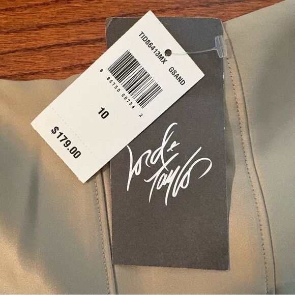 TADASHI SHOJI for Lord & Taylor Sequin Lace Sheath Dress Size 10 Sand - Picture 5 of 8